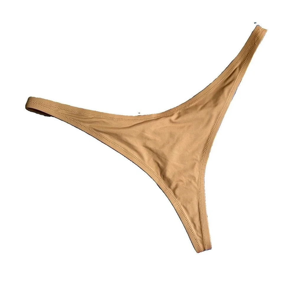 NWT Skims Swim Thong Bikini Bottom Womens 3XL Almond Brown High Cut Stretch